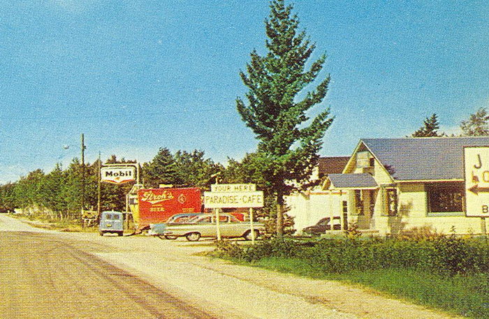 Paradise Cafe - Vintage Postcard With Gas Station Next Door